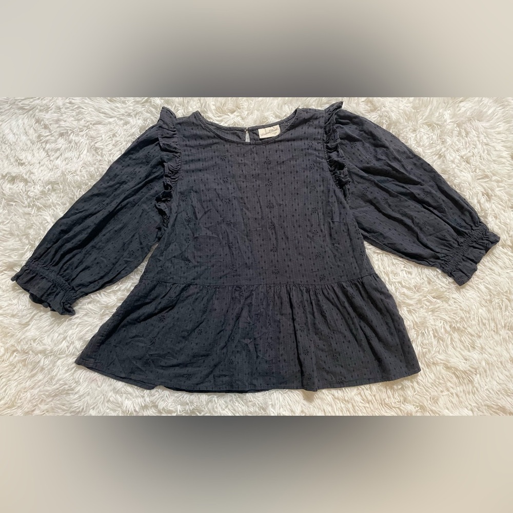 Universal Thread Black Ruffle Peplum Blouse - Picture 2 of 10